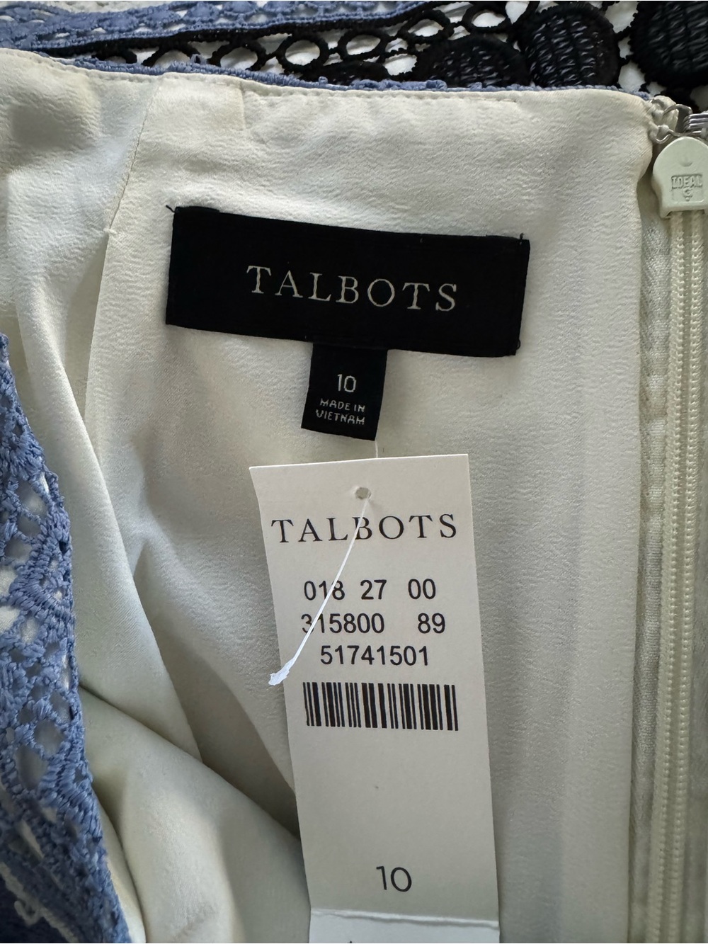 Talbots Pencil Lace Skirt Blue/White Size 10 - Picture 10 of 12